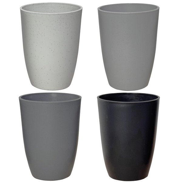 LuckyZone Wheat Straw Reusable Cup (12 oz) - Unbreakable Drinking Glasses Sets of 4 - Dishwasher Safe Tumbler - Lightweight, BPA Free and Eco friendly (4Pcs/Gray Series)