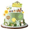 JUYRLE Realistic Dog Cake Topper- 30Pcs Green Dog Birthday Decorations, Puppy Birthday Cake Topper with Dog Miniature Figurines, Mini Balloon Dog Birthday Cake for Boys Girls Dog Birthday Theme Party