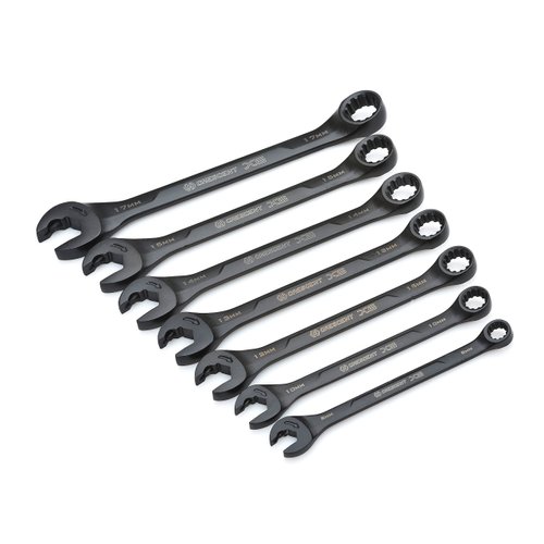 Crescent 7 Piece X6™ Spline Open End Ratcheting Combination Wrench Set | Metric | Black Oxide | CX6RWM7