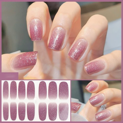 224 Pieces 16 Sheets Full Wrap Nail Polish Stickers Nail Strips Self-Adhesive Gel Nail Strips Art Decals with Nail File for Home Women Girls DIY Nail Decorations