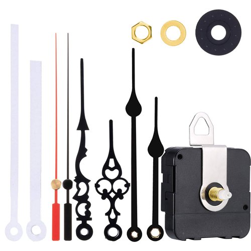 Satisfounder Non-Ticking Hands Quartz DIY Wall Clock Movement Mechanism DIY Repair Parts Replacement with 3 Different Pairs of Hands (1/4 Inch Shaft Length)