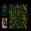 Luminous Nail Art Stickers, Fluorescent Nail Self-Adhesive Decals, Glow in The Dark Nail Art Design, Sun Moon Stars Love Heart Nail Sticker Decoration for Women Girls Manicure 3D Nail Decal(6 Sheets)