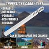 Carimee Titanium Chopsticks 1 Pair with Carry Case, 9” Lightweight Chopsticks reusable, Travel utensils, Non-Slip, Dishwasher Safe, Eco-Friendly, Portable, Gifts Set- White Case