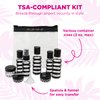 Miamica “Clear for Take Off” TSA Compliant Travel Bottles and Travel Toiletry Bag – Includes 12 Pieces – 7.55" L x 7.4" W x 1.8" D, Clear/Black – Cute Travel Gifts