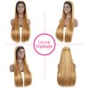 libaute Synthetic Headband Wig Highlight Wig Honey Blonde Straight Wigs with Headband Party Daily Wig Heat Resistant Fiber Wig 30 INCH