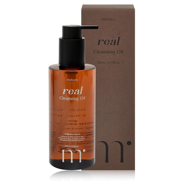 molvany Real Cleansing Oil - Korean Facial Cleanser, Whitehead, Blackhead & Makeup Remover - Complete Plant-Based Oil Cleanser Women Skincare - 6.76 fl. oz