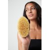 Skin Gym Round Bamboo Dry Brush for Body, Featuring Gentle Bristles and Bamboo Handle for Enhanced Skincare Product Application, Body Scrubber Exfoliator
