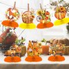 9 Pcs Autumn Thanksgiving Honeycomb Centerpiece Fall Paper Table Decorations 3D Honeycomb Decorations for Thanksgiving Fall Festival Party Supplies (Autumn)