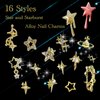 XIYONALI 124PCS Star 3D Nail Charms for Acrylic Nails, Gold Alloy Nail Gems Starburst Nail Accessories, Nail Rhinestones for Nail Art Supplies Manicure Craft DIY