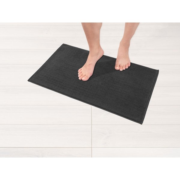 American Soft Linen Bath Rug, 17 in 24 in 100% Cotton Bath Mats Rugs for Bathroom, Non Slip Washable Shaggy Form Area Rugs, Gray Bath Rug