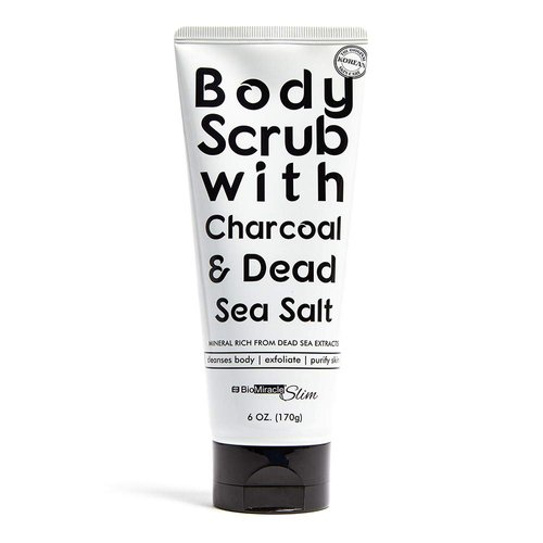 BioMiracle Body Scrub with Charcoal & Dead Sea Salt, Anti-Cellulite Skin Firming & Tightening Natural Body Scrub with Herbal Extracts & Antioxidants, for All Skin Types