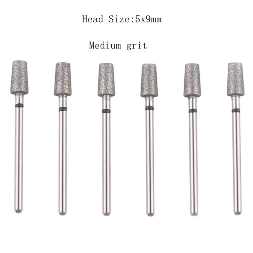 MZCMSL 6pcs Tapered Barrel Cuticle Drill Bits, Pro Diamond Nail Bits for Salon Manicure, 3/32 Shank efile Bit(Medium)