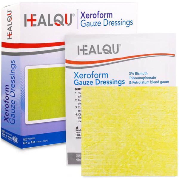 HEALQU Medical Xeroform Petrolatum Dressing 4x4-25-Count - Non-Adherent Gauze Pad for Low Exudating Wounds - Fine Mesh Gauze Patch Sterile for Wound Care Lacerations, Burns & Skin Grafts