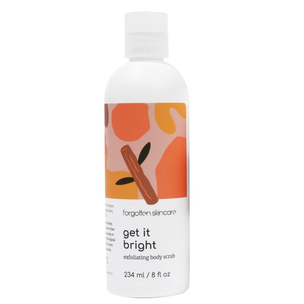 Forgotten Skincare Get It Bright Exfoliating Body Scrub for Dark Armpits, Bikini Area, and KP Bumps with Glycolic Acid, Pumice and Kaolin Clay