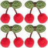 PAGOW 4PCS Cherry Hair Clips Ball Shape Kids Cute Sweet Pompom Hairpins Green Leaves Ornaments Christmas Valentines Birthday Gift for Women Girls