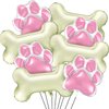 8 Pieces Dog Balloons for Birthday Party Decorations Include 4 Foil Dog Bone Shaped Balloons and 4 Helium Paw Print Balloons for Pet Dog Puppy Party Supplies Baby Shower