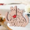 Personalized Wooden Bear Family Puzzles 1-8 Names Customizable Wooden Puzzle Home Table Decor Gift for Dad Mom Couple (Cats)