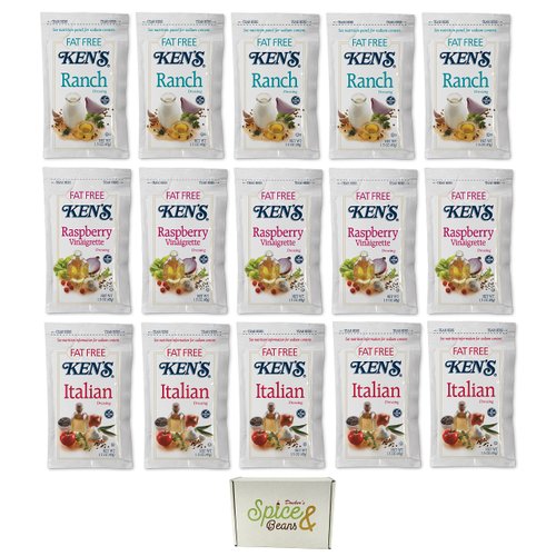 Fat Free Ranch, Fat Free Raspberry Vinaigrette, & Fat Free Italian Portion Packets Salad Dressing 1.5 Oz - 15 Pack (5 Each)