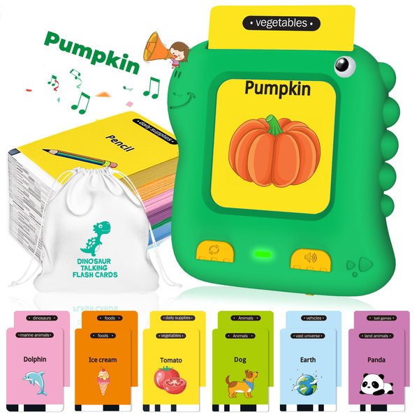 Upgraded Talking Flash Cards Toddler Toys Birthday Gifts for Boys Girls 2 3 4 5 Year Old, Dinosaur Pocket Speech 21 Themes 234 Sight Words Learning Toys, Speech Development, Autism Therapy Sensory Toy