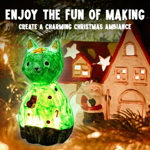 Goodyking Paint Your Own Cat Lamp Kit, DIY Halloween Crafts Gift Warm Light Cat, Painting Kit for Kids Ages 8-12, Arts & Crafts Kit, Room Decoration, Birthday Gifts for Girls Boys Ages 3 4 5 6 7 8 9+