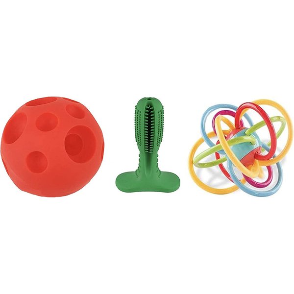 Pet Box Bundle: Assorted Toys for Dogs, Pigs, and Small Pets - Interactive Playtime Variety Pack with Treat Balls, Snuffle Mats, Games, & Toys (Green Peanut Butter Stick Combo with a Green Ball)