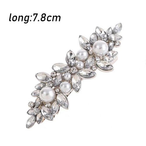 2PCS Rhinestone Hair Clips Crystal French Barrette Silver Hair Clips Vintage Bridal Wedding Pearl French Hair Pins Hair Accessories for Women Girls Bride Bridesmaid