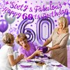Purple 60th Birthday Decorations Purple Silver Sixty & Fabulous Happy 60th Birthday Banner Latex Balloons Number 60 Foil Balloon Table Confetti Decor for Women 60th Birthday Anniversary Party Supplies