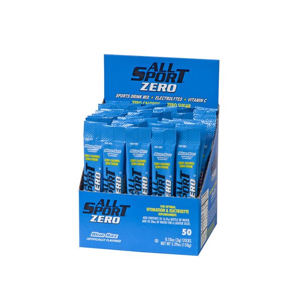 All Sport Powder Hydration Sticks | Zero Calorie | Performance Electrolyte Drink Mix | Sugar Free | 2x Potassium | Blue Raz Ice | 3 grams (50 Count)