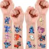 8 Sheets Kids Tattoo Summer Party Tattoo Hawaiian Luau Themed Tattoos Tropical Beach Tattoos Waterproof Temporary Tattoos Stickers Party Decoration Supplies for Adults (Stitch)