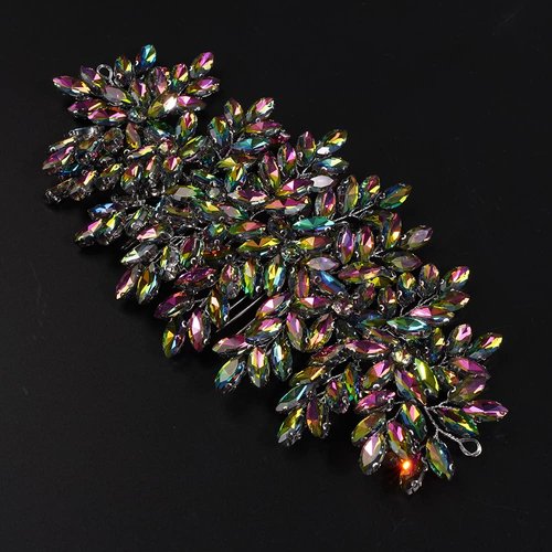 JWICOS Crystal Bride Wedding Hair Comg Bridal Hair Comb Hair Clip Flower Wedding Hair Accessories for Women and Girls (Colorful)
