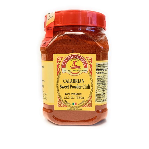 Calabrian Chili Powder, SWEET & MILD, Shaker, 350 g (12.3 oz) All Natural, Non-GMO, Product of Italy, TuttoCalabria