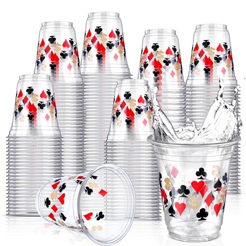 Uiifan 50 Pcs Casino Party Favor Cup 12 oz Casino Theme Party Decoration Poker Cup Casino Party Supplies Bulk Hot Cold Drinking Cup for Casino Night Party Birthday Wedding Favor