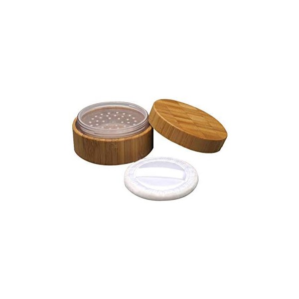 1Pcs 30ml 1oz Empty Refillable Portable Bamboo DIY Make Up Loose Powder Puff Bottle Jar Container Case With Puff Sifter Foundation Cosmetic Box Baby Kit Case