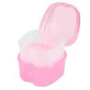 Dental Orthodontic Retainer Container Cleaning Case,Denture Bath Box Case Cup Holder, Mouthguard Storage Soaking Case - Leak Proof with Lid Waterproof - Pink