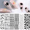 Black Hearts Nail Art Stickers for Nail Art Designs and Nail Decorations Self Adhesive Nail Decals for Women Girls Kids for Fingernails Acrylic Nails Decor (6 Sheets)