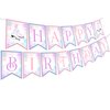 Kreatwow Ice Skating Birthday Party Decorations Pink Purple Ice Skating Snowflake Happy Birthday Banner for Winter Wonderland Decorations Girls Snowflake Birthday Party Decorations