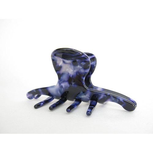 Medium/small dark blue marbled hair claw clip for fine, thin hair