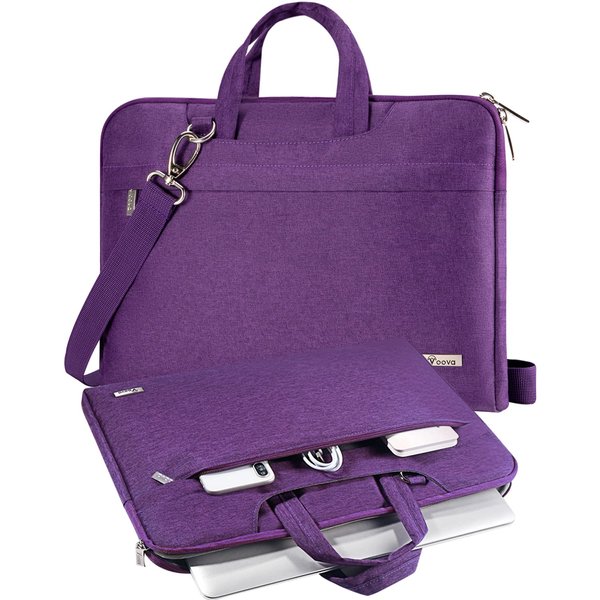 V Voova Laptop Bag 13-14 inch with Shoulder Strap & Handle, Waterproof Laptop Case Sleeve Compatible with 13-14” MacBook Air/MacBook Pro, Slim Briefcase Computer Cover for Men Women, Purple