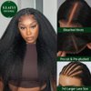 KLAIYI Bye Bye Knots Glueless Wig Yaki Straight 7x5 Pre Cut Lace Front Wigs Human Hair Put On and Go Wigs for Beginners Pre Bleached Pre Plucked No Glue 30S Easy to Wear Kinky Wigs for Women 14Inch