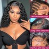SUNTU 13X6 Curly Lace Front Wigs HD Transparent Lace Frontal Wig for Black Women 180 Density Glueless Lace Front Wigs Pre Plucked Bleached Knots with Baby Hair Brazilian Human Hair Wigs(24 Inch)
