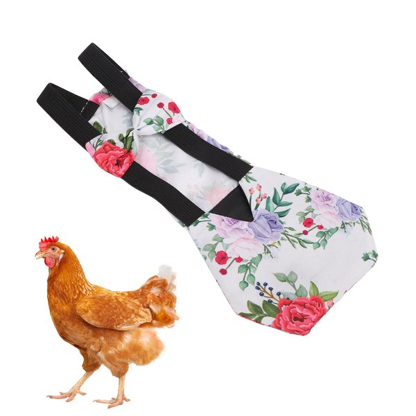 Zerodis Pet Chicken Diapers,Chicken Goose Duck Loose Tight Belt Diapers Poop Pocket Diapers Peony Flower Pattern for Poultry Pet Used(L)
