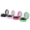 LOUISE MAELYS 4pcs Round Folding Pocket Hair Brush Mini Hair Comb with Makeup Mirror for Travel Candy Color