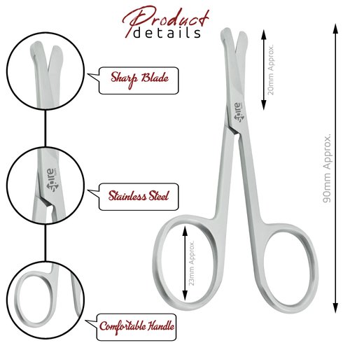 Baby Nail Scissors Round Probe Small Hair Scissors, Child Care Safety Blunt Stainless-Steel Beauty Facial Hair & Eyelashes Eyebrow trimming Scissors