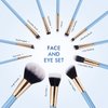 Enther & LaFeel Makeup Brush Set, Premium Cosmetic Wood Handle Brushes 12pcs for Foundation Blending Blush Concealer Eye Shadow, Cruely-Free Synthetic Fiber Bristles, Blue Collection