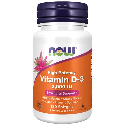 NOW Foods Now Foods Vitamin D-3, 50 mcg (2,000 IU), 120 Softgels, 3 Pack