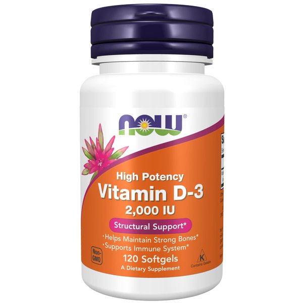NOW Foods Now Foods Vitamin D-3, 50 mcg (2,000 IU), 120 Softgels, 3 Pack