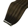 Sunny Hair Tape in Extensions Straight Skin Weft Tape in Hair Extensions Invisible Tape in Hair Extensions Human Hair 20Pcs Hair Extensions Real Human Hair Darkest Brown Balayage Medium Brown 18inch