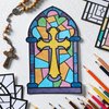 Dinifee 36 Pcs Crosses Religious Crafts for Kids Sunday School Crafts Color Your Own Holy Week Crosses Christian DIY Coloring Craft Kit Bible Craft and Fun Home Activities, 6 Styles, 5 x 9 Inch