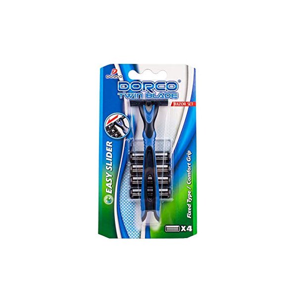 Dorco TNA 2000 | Disposable Razors for Men | Easy Slider Twin Blade, 4 Extra Cartridges included | Pack of 1