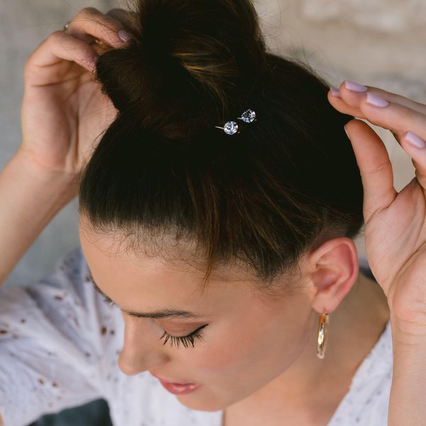 L. Erickson Little Gem Bobby Pin Pair - Crystal/Gold
